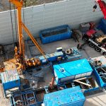 Bohrplatz Krefeld während der Bauarbeiten.