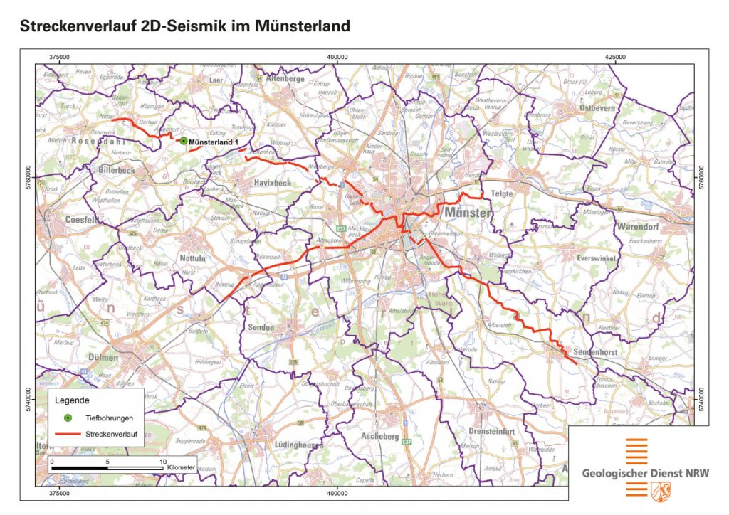 Messstrecke der Seismik in Münsterland.