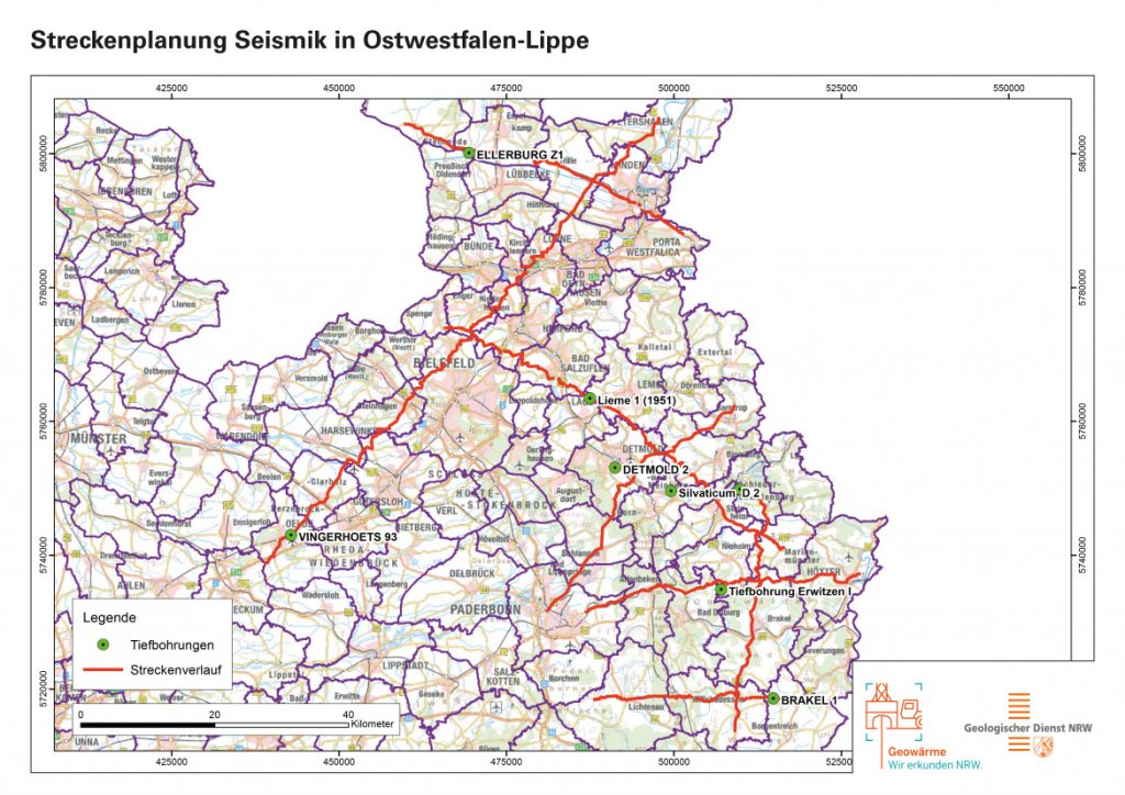 Messstrecke in Seismik Ostwestfalen-Lippe.