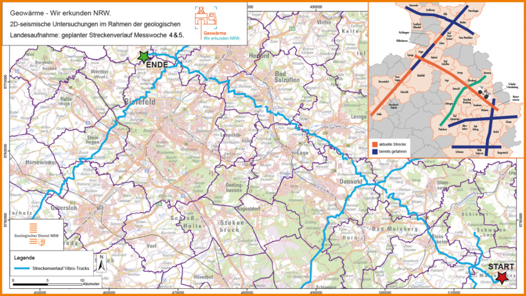 Streckenplan der Seismik in Ostwestfalen-Lippe.