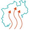 Das Icon steht für die landesweite Erkundung.